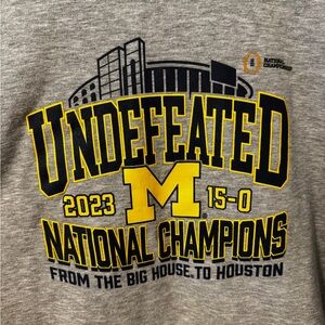 Fanatics Gray Yellow Black Michigan "Undefeated" National Champions Crewneck